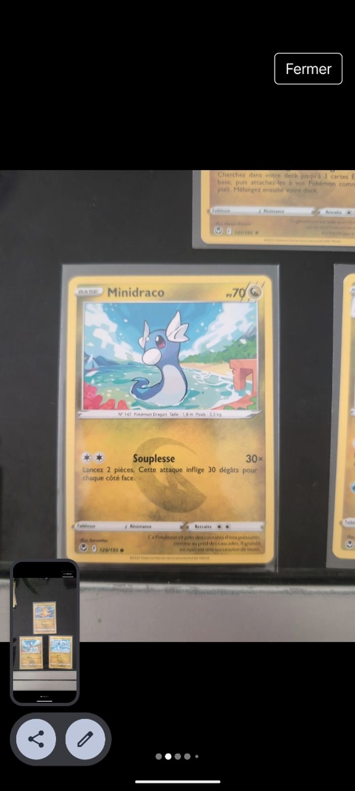Lot de 3 cartes pokémon de mini draco a dracolosse - photo numéro 4