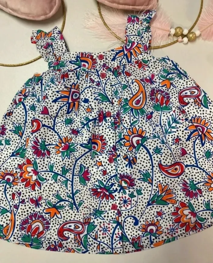 Robe bébé fille – Imprimé fleuri coloré – 12 mois - photo numéro 3