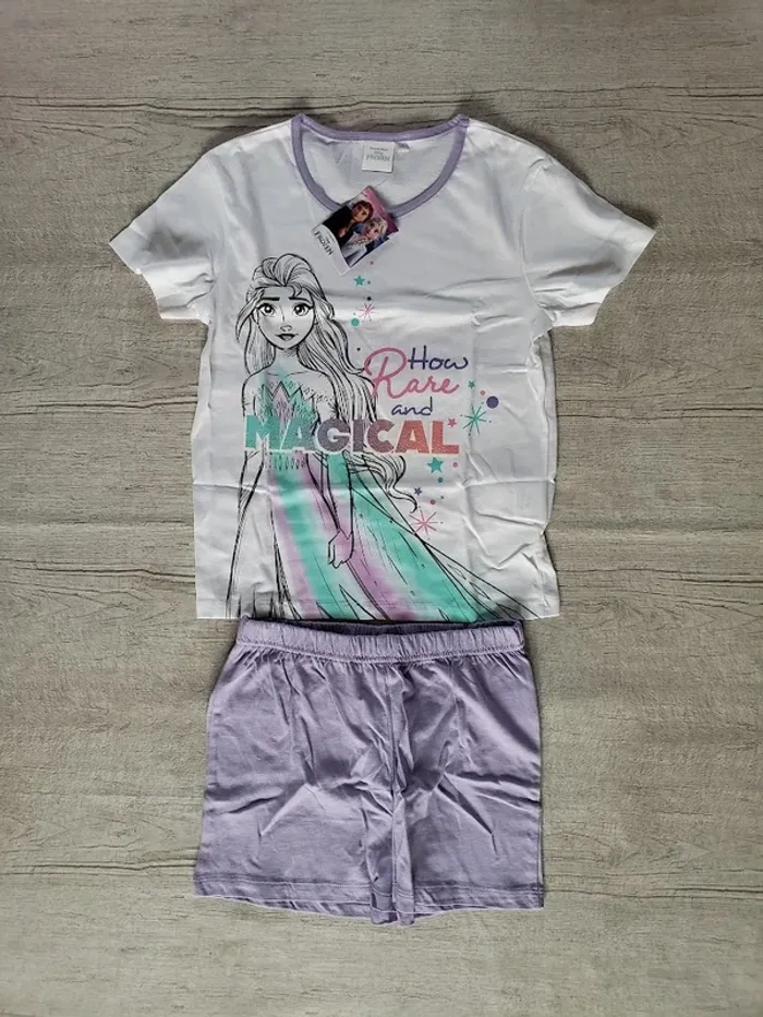 Pyjashort Disney La Reine des Neiges 8 ans Blanc et mauve