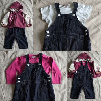 Lot 4 pièces Obaïbi Petit Beguin Orchestra Grain de Blé Coton Bleu Rose Blanc Bon état 12 mois