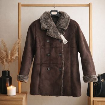 🧥 Magnifique Manteau Peau Lainée (Style Mouton Retourné) - KIABI 🧥