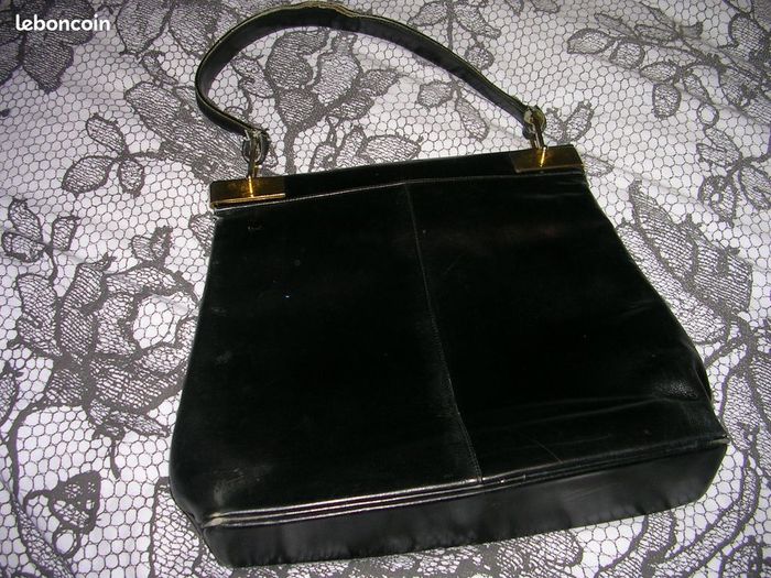 Sac a main cuir et laiton vintage - photo numéro 2