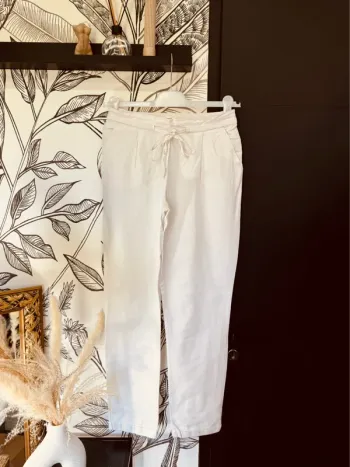 Taille 36 ~ S pantalon chino femme Promod blanc * lin coton * 🌺