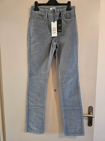 Pantalon velours côtelé gris Caroll Taille 36