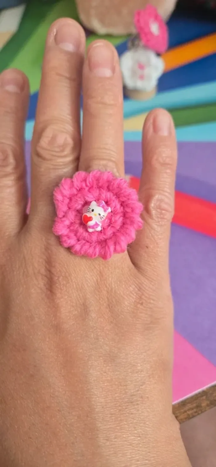 Bague crochet fushia hello kitty neuf - photo numéro 5