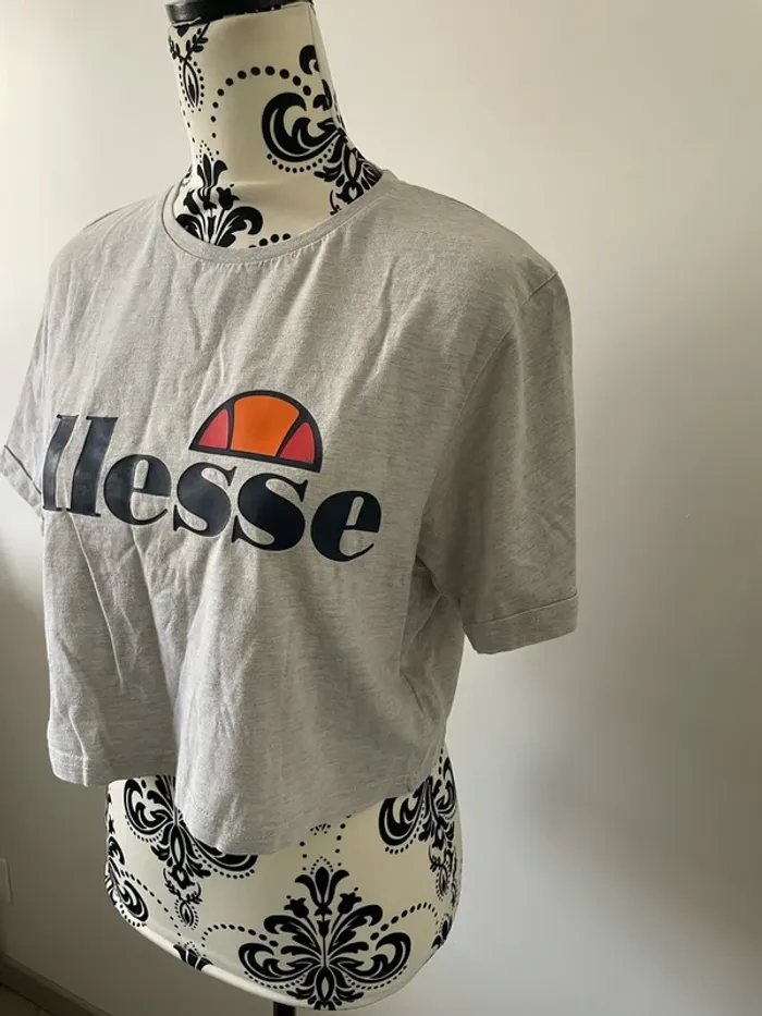 T-shirt Ellesse taille 38 gris crop top - photo numéro 4