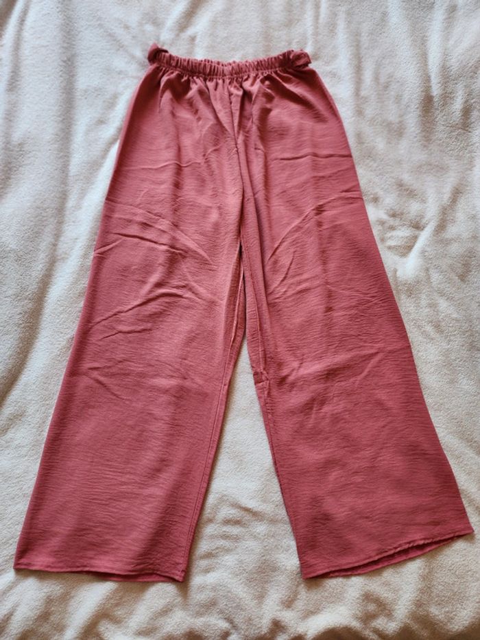 Pantalon à jambes larges / palazzo rose TU 36/40 - photo numéro 3