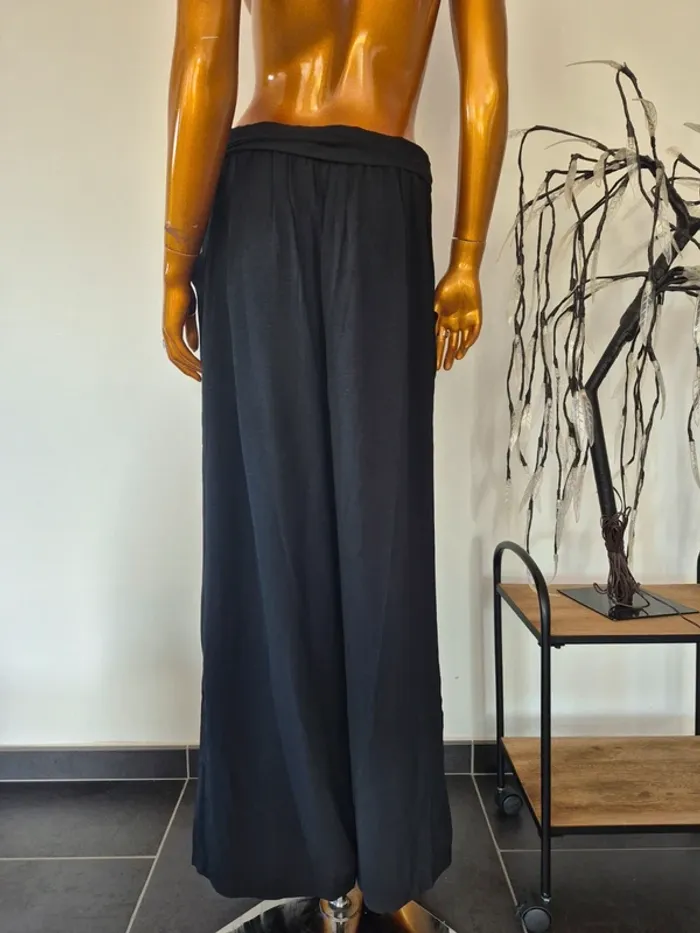 Pantalon Large avec ceinture et poches Noir Femme Taille 40/42 - photo numéro 2