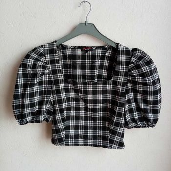 Crop top noir et blanc Femme 🎀