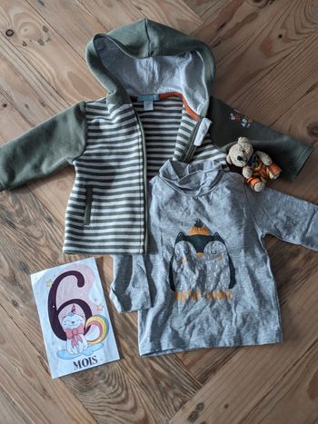 Lot veste + tee-shirt manches longues bébé 6mois