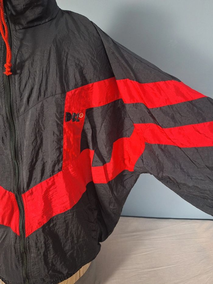 Veste coupe vent /Track jacket dbl vintage noir et rouge / homme - taille 2XL brodé (513) - photo numéro 6