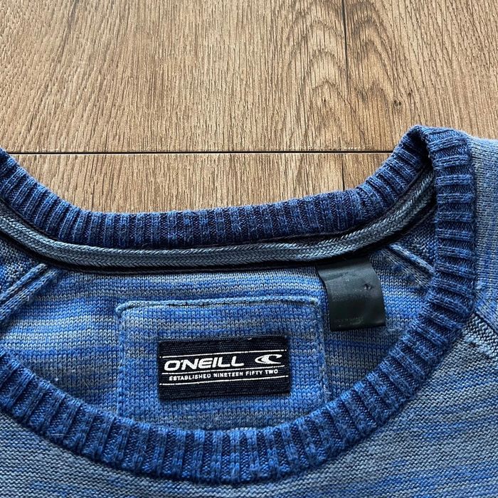 Pull/sweat vintage rayé bleu O'NEILL col rond pour homme, taille M - photo numéro 4