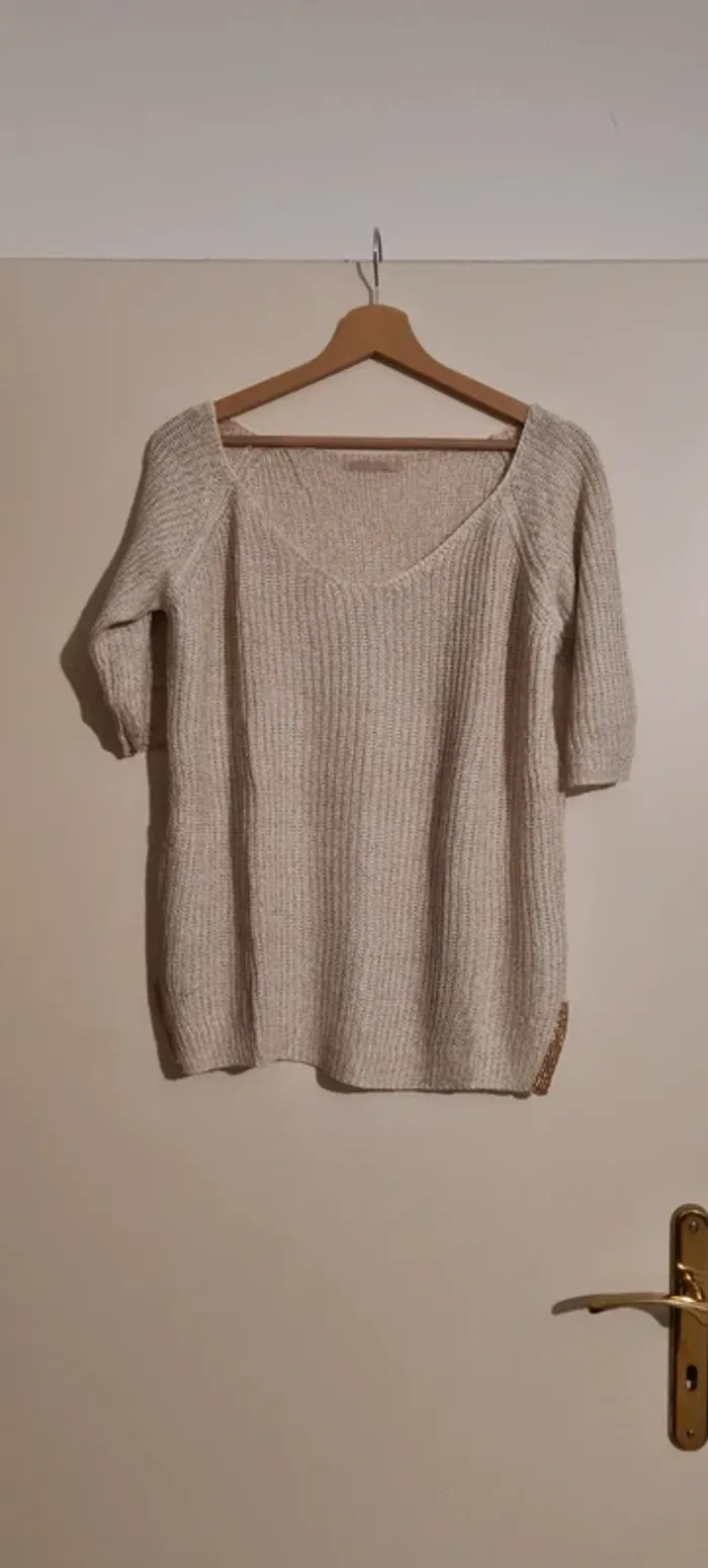 Pull doux beige crochet LPB