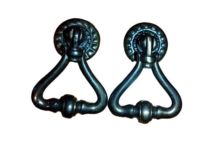 CADAP - 2 Poignées pendantes Régence - Zamak - Noires - Neuves