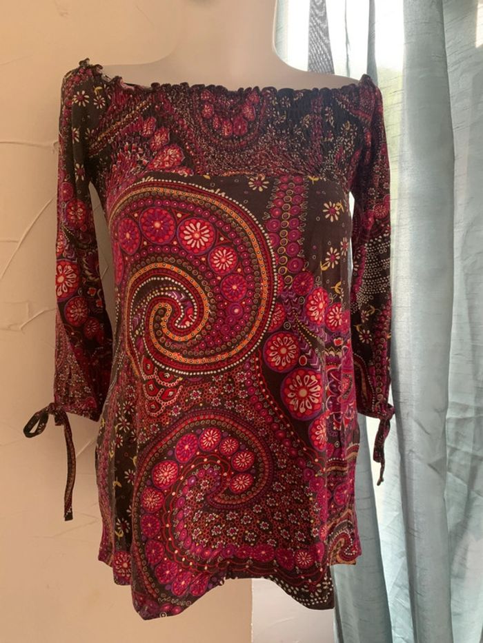 Blouse Defimode taille 36 fleurie manches 3/4 - photo numéro 2