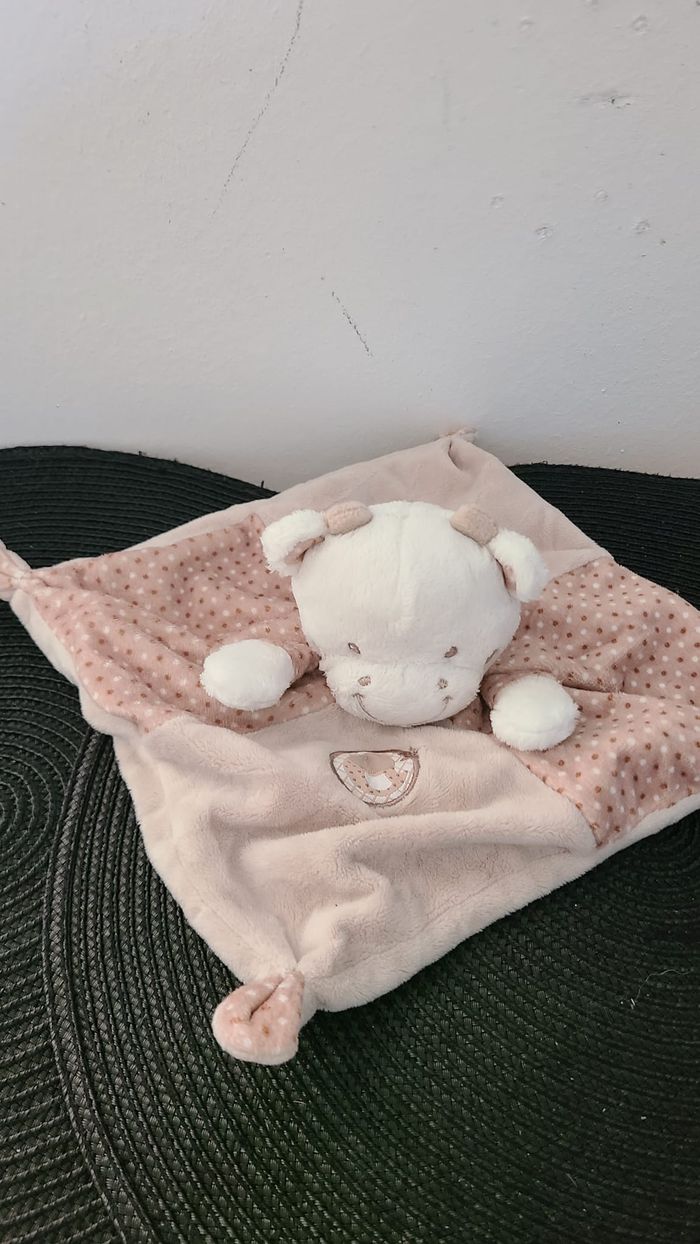 Doudou plat vache beige gris pois MOTS D'ENFANTS - photo numéro 2