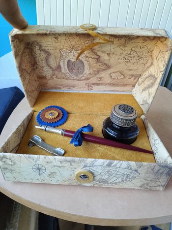 Porte plume encrier en étain