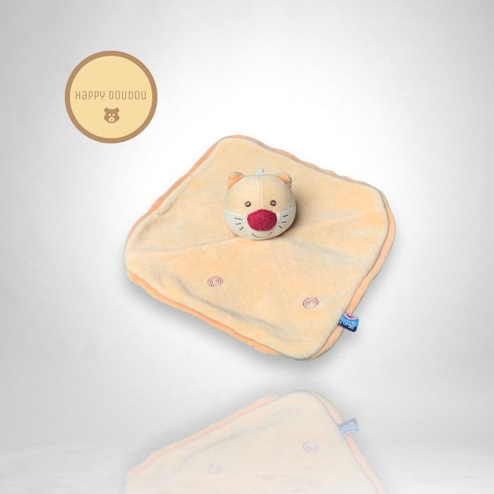 Doudou plat carre jaune chat Sucre d'orge DP432