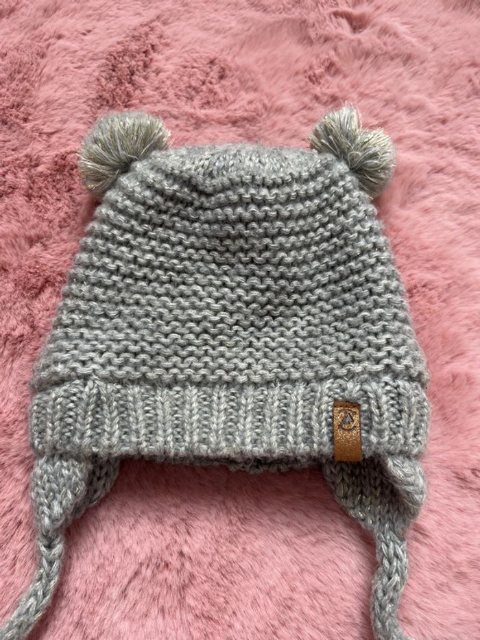 Bonnet hiver bébé fille gris argenté polaire - photo numéro 2