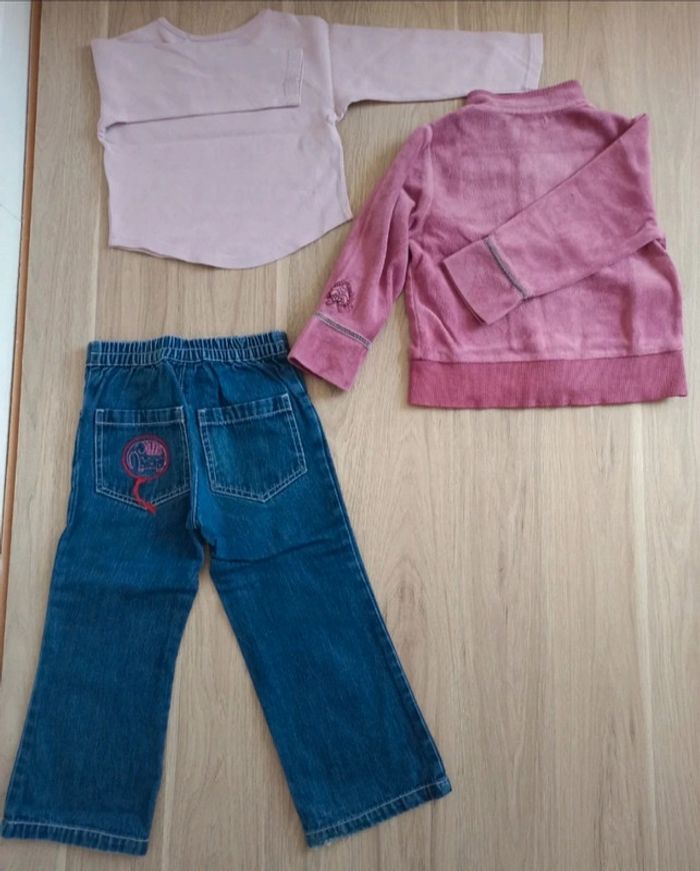 T-shirt manches longues coton gilet fermeture éclair obaibi 3 ans jean DPAM 3 ans broderie - photo numéro 2