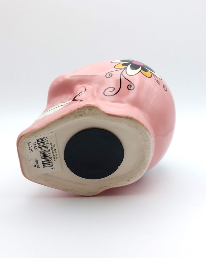 Tirelire tête de mort céramique rose Puckator style mexicain comme dans le film Coco hauteur 10 cm - photo numéro 6