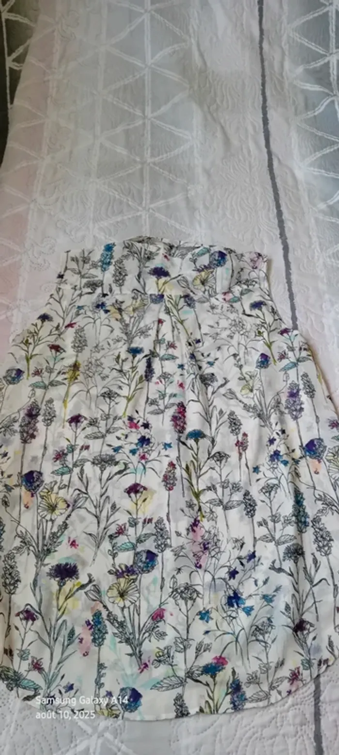 Blouse longue  sans manches assymetrique semitransparente motif fleurs femme 42 h&m - photo numéro 20