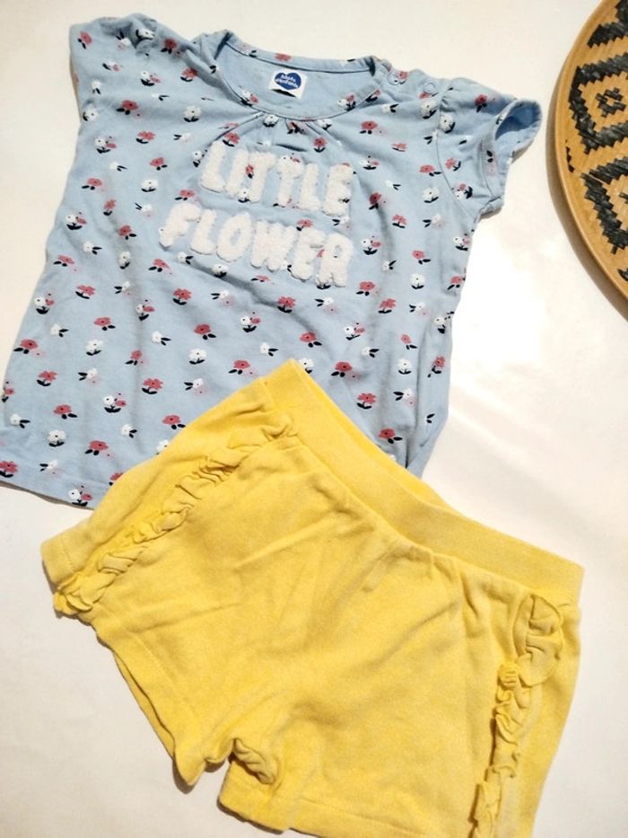 Ensemble tenue été fille 18 mois short Tee shirt assorti - photo numéro 2