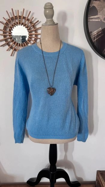 💕 Pull en maille bleu ciel col rond en laine taille unique #ootdbystudioparis