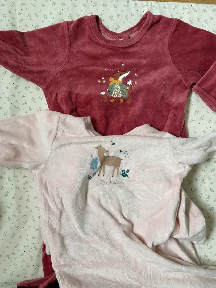 3 pyjamas velours Vertbaudet 12 mois - photo numéro 2