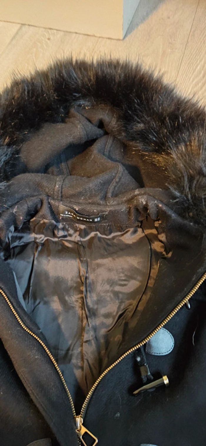 Manteau noir classique avec capuche, Zara Woman, taille XS/24 - photo numéro 7