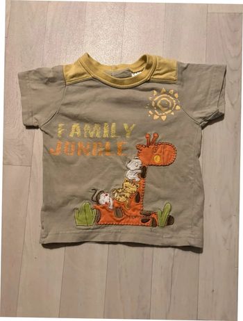 T-shirt 12 mois manches courtes kaki motif girafe