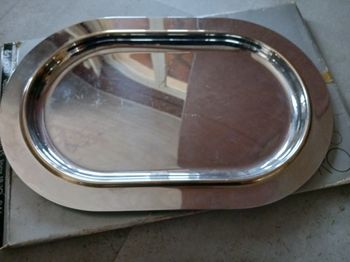 plateau en inox 36 x 23,5 cm dans sa boite Bilora Oro Vassoio