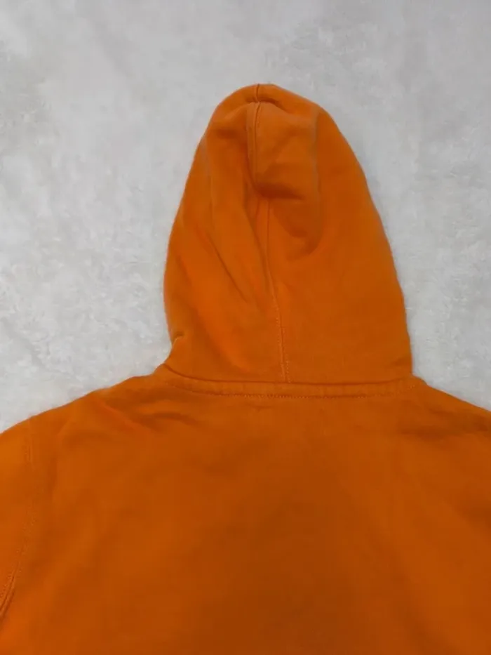 Sweat à capuche zippé Polo Ralph Lauren homme taille L orange manche tachée - photo numéro 12