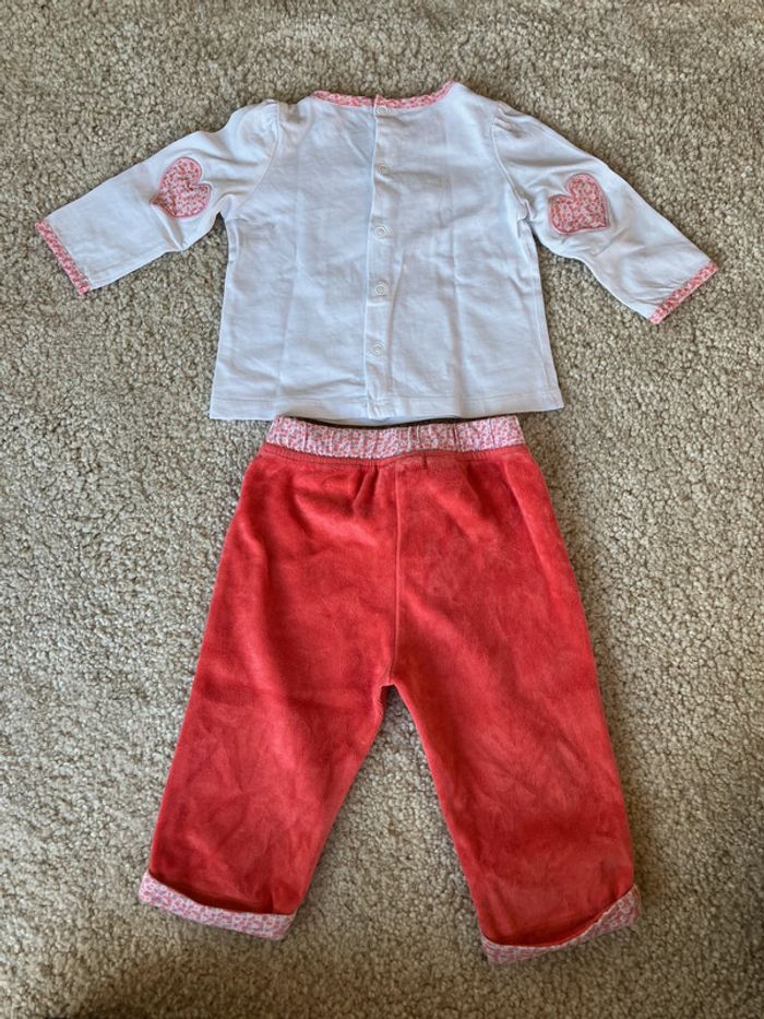 Bel ensemble assorti (t-shirt et pantalon) rose et blanc thème amour fille - 6 mois - sergent major - photo numéro 6