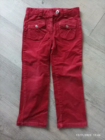 Pantalon velours rouge fille 3 ans