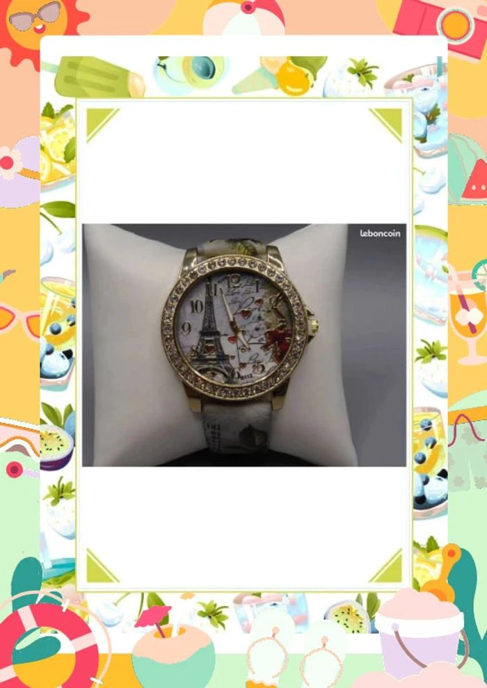 montre femme avec Motif Tour Eiffel Paris et strass - photo numéro 3