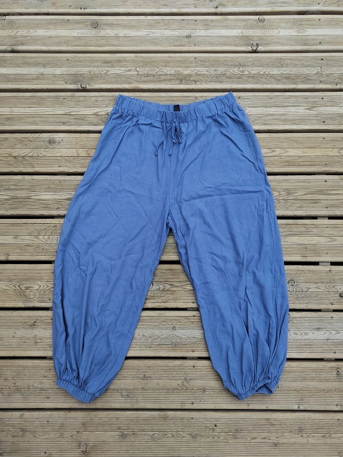 Pantalon taille haute fluide bleu 1XL – Shein curve – Bon état taille 46