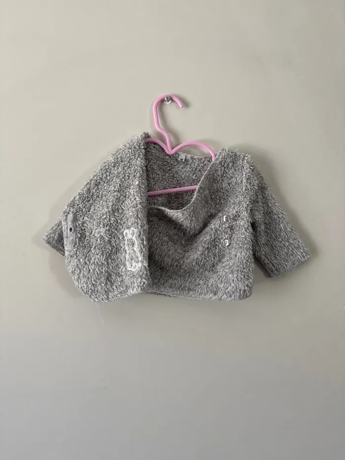 👚 gilet tout doux / gris - je ne sais quoi - bébé fille 3 mois - très bon état - photo numéro 5