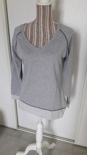 Sweat  col V asymétrique gris taille L Ixoo
