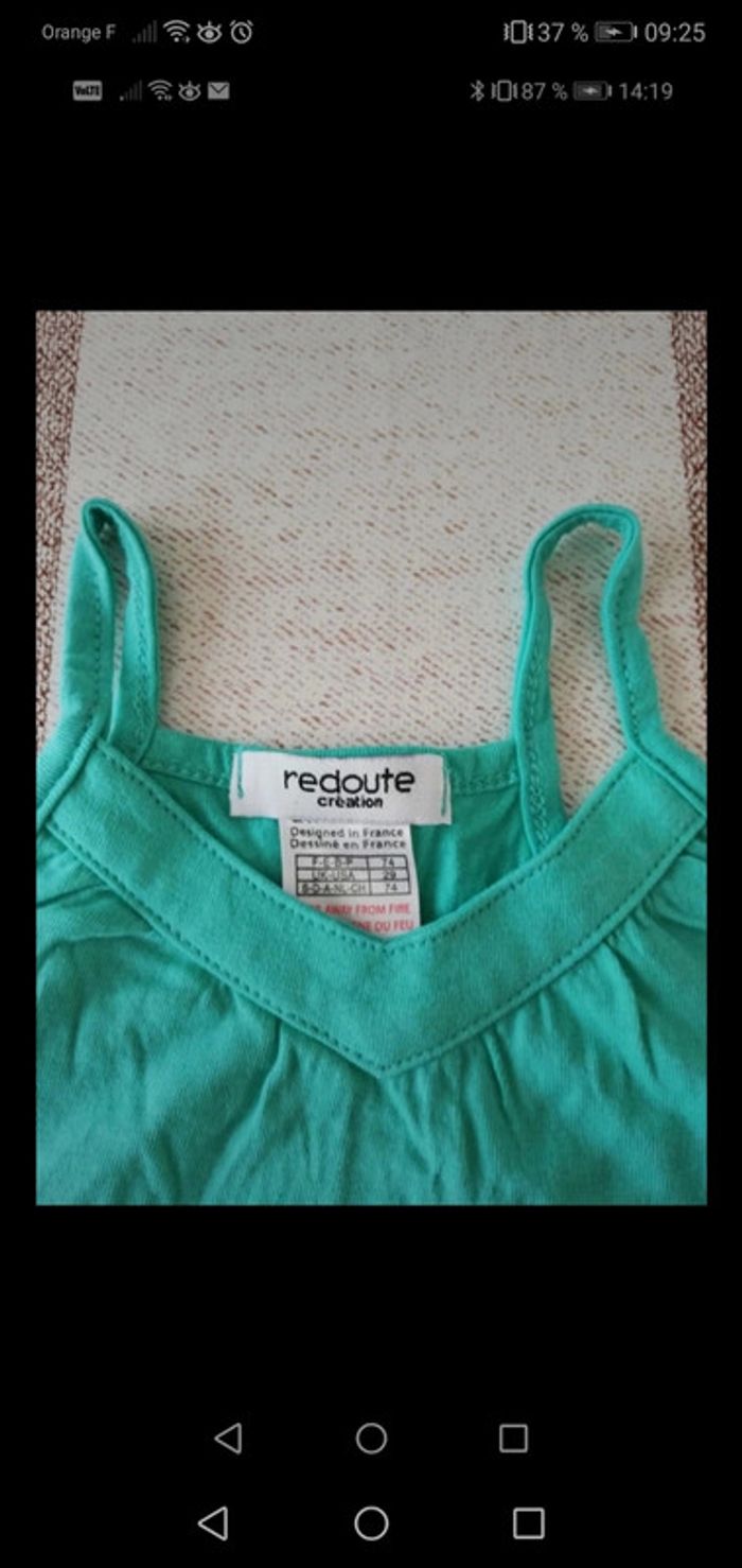 Débardeur à bretelles vert la redoute 12 mois - photo numéro 2