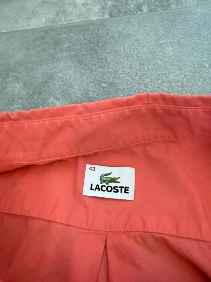 Magnifique chemise Lacoste Devanley homme unie corail taille 43 soit L-XL - photo numéro 6
