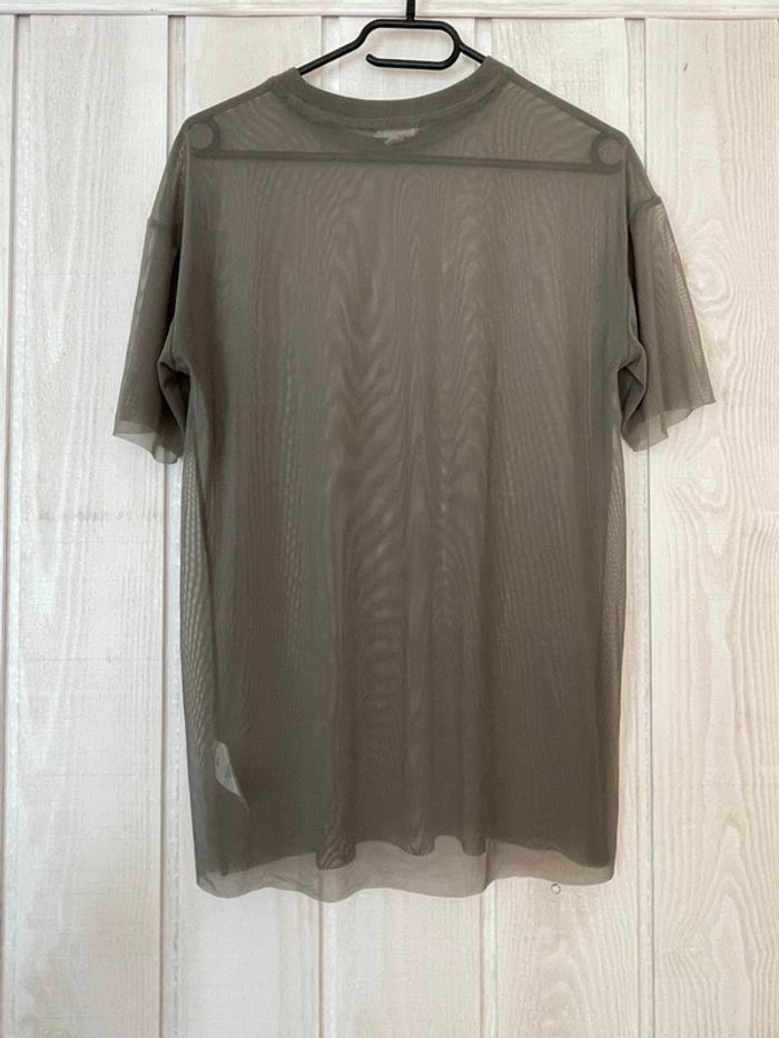 T-shirt MC filet transparent kaki - Ardene - S - photo numéro 2