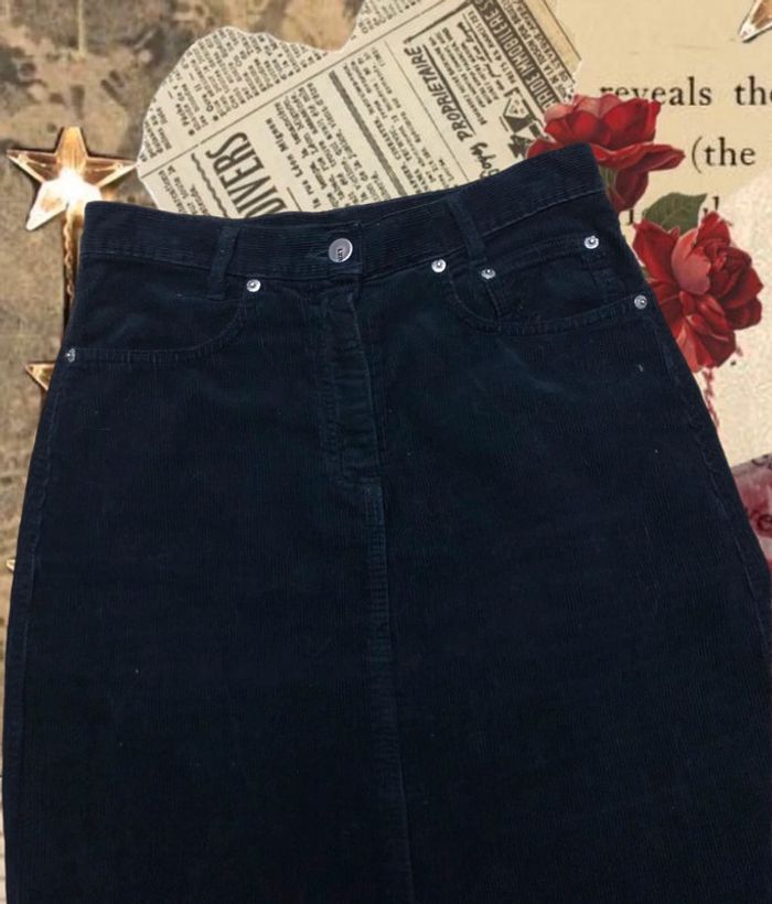 🖤Jupe longue vintage Y2K en velours côtelé noir Black corduroy skirt🖤 - photo numéro 4