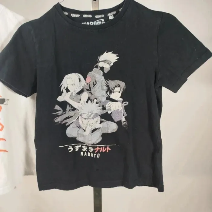 Lot de 2 t-shirts Naruto manga noir et blanc tailles XS et 12 ans A072 - photo numéro 2