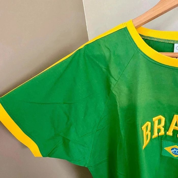 T-shirt vert vintage Brasil Pierim GG/XL 100% coton Made in Brazil coupe unisexe supporter Brésil - photo numéro 5