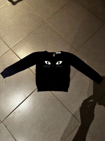 Pull / Sweat avec 1 bouton dans le dos - Monoprix kids - Tête de chat - Bleu marine - 6 ans