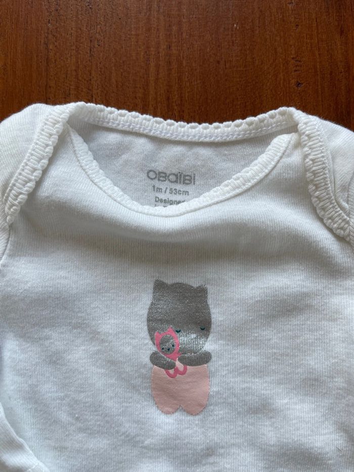 Lot de 2 bodies neufs Obaïbi taille 1 mois. - photo numéro 3