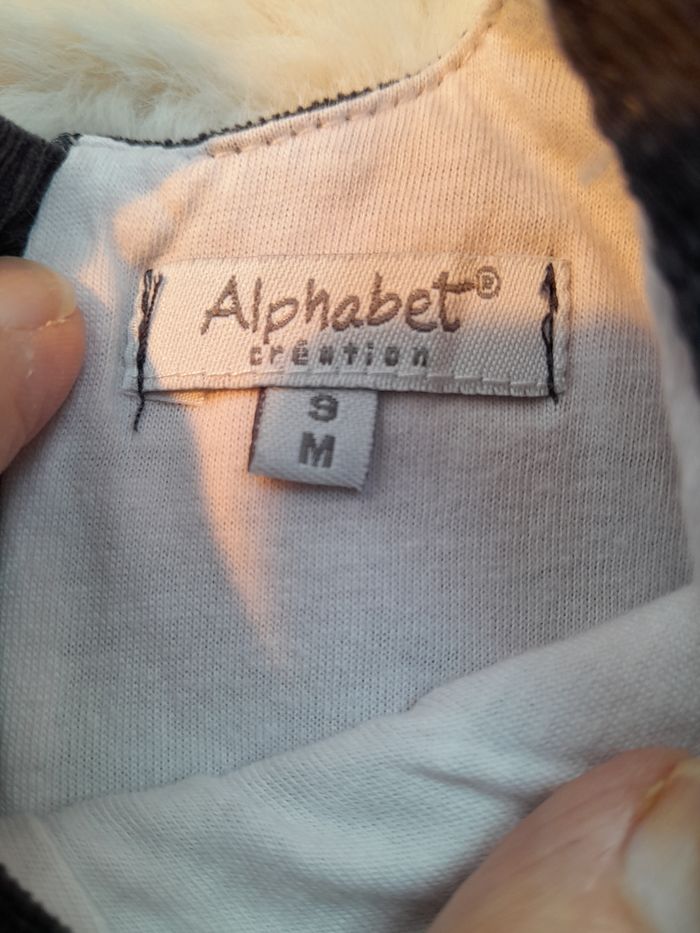 Jolie Salopette Short Bébé Fille "Alphabet création" - Velours Côtelé Marron/Gris (9 Mois) - photo numéro 4