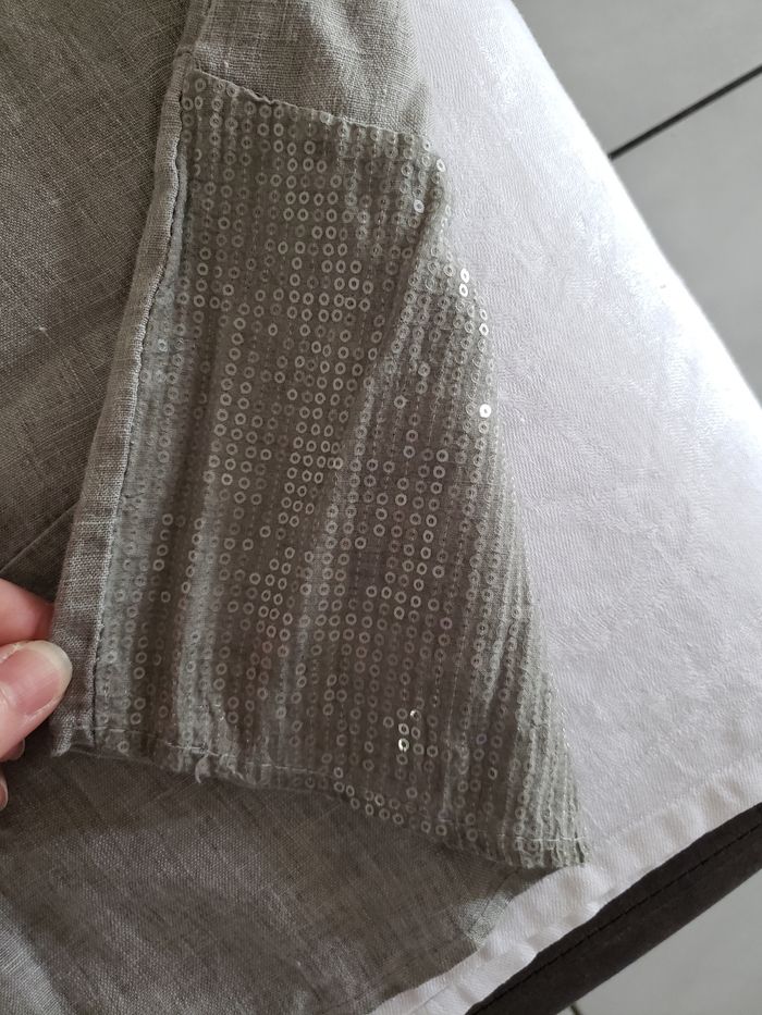 Robe courte  grise en lin - photo numéro 4