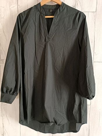 SHEIN Clasi Robe Élégante À Manches Lanternes Et Encolure Crantée Pour Femmes, Couleur Unie